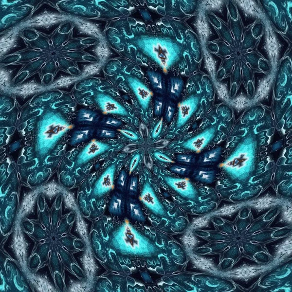 Navy Blue Wavy Pattern Texture Glossy Effect Woven Batik Kaleidoscope — Stock Photo, Image