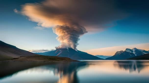 Vulcão Emitindo Fumaça Branca Nublado Cinzas Erupção Tempo Fundo Lapso — Vídeo de Stock