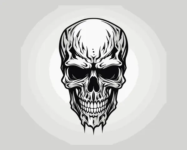 Skull Face Cool Horror Look Isolated Elegant Plain Background Good — Stock Vector