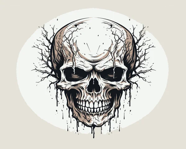 Skull Face Cool Horror Look Isolated Elegant Plain Background Good — Stock Vector
