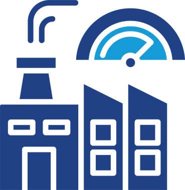 Bir fabrikadan ve parametreleri izleyen ya da makinelerin, üretim hatlarının ya da fabrika ortamlarının uzaktan izleme ve denetimi için performans gösteren bir sistem ikonlarının birleşimi.