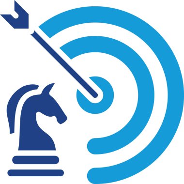 Satranç atı ile hedefin kombinasyon simgesi ve doğru strateji oku doğru ve başarılı bir hedefe ulaşmamızı sağlayacak..