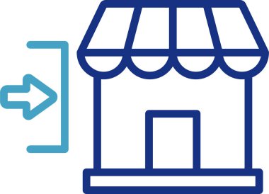 Bu vektör simgesi, müşterileri mağazaya çekmek ya da çevrimiçi platformu ziyaret etmek için pazarlamayı hedefleyen bir ok ile bir depo binasını görsel olarak betimler..