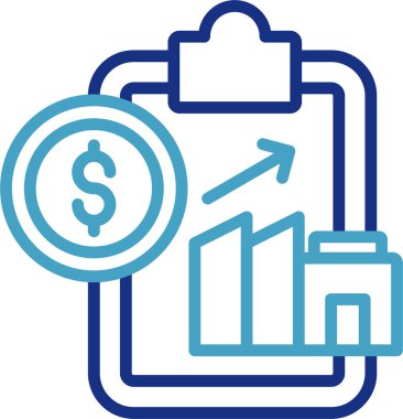 Mali raporlama, performans analizi, tazminat veya iş yatırımlarındaki büyümeyle ilgili kavramları temsil edecek simge unsurları.