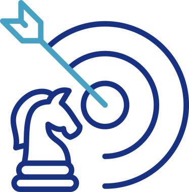 Satranç atı ile hedefin kombinasyon simgesi ve doğru strateji oku doğru ve başarılı bir hedefe ulaşmamızı sağlayacak..