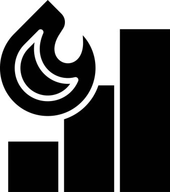 Çubuk çizelgesi elementlerini alev veya gaz damlası sembolü ile birleştiren düz bir vektör, genellikle enerji, büyüme ve verimliliği temsil etmek için kullanılır..