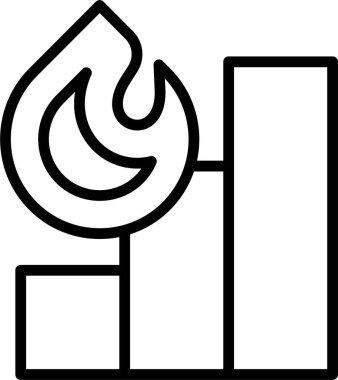 Çubuk çizelgesi elementlerini alev veya gaz damlası sembolü ile birleştiren düz bir vektör, genellikle enerji, büyüme ve verimliliği temsil etmek için kullanılır..