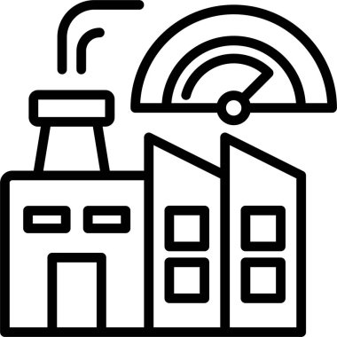 Bir fabrikadan ve parametreleri izleyen ya da makinelerin, üretim hatlarının ya da fabrika ortamlarının uzaktan izleme ve denetimi için performans gösteren bir sistem ikonlarının birleşimi.