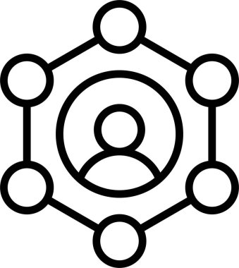 Bir ağ bağlantı sisteminin ikonu, ister bir birey olsun, ister bir organizasyon, ister bir fikir olsun, ister bir bireyin merkezi olan bir ekosistem, bir sosyal ağı temsil eder..