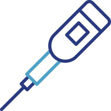 Vücut ısısını, ateşini veya sıcaklık ölçme cihazını ölçen modern dijital termometre simgesi sağlıkla ilgili bilgiyi iletir.