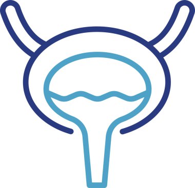 İdrar torbası ya da idrar yolu sisteminin idrar işleme sürecinde tam bir durumda gösterilen basit bir anatomik simgesi..