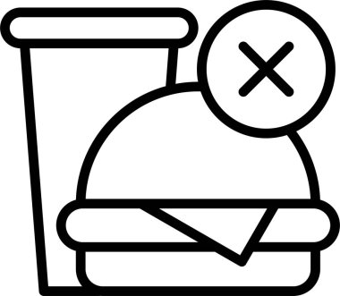 Siyah ikon, fast food ve içecekleri yasaklama ya da yasaklama ya da sağlıksız gıdalardan kaçınma üzerine bir mesaj iletir..