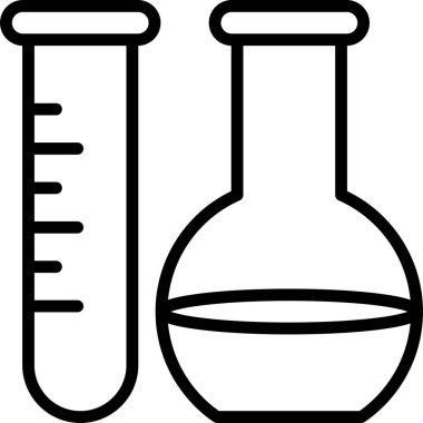 Deneylerde sıklıkla kullanılan iki laboratuvar cam kap ikonu bir laboratuarı, bilimsel araştırmayı veya analizi sembolize eder..