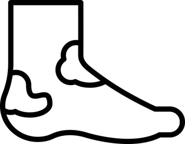 Ayak ve ayak bileklerindeki şişkinlik, iltihap, kızarıklık, kızarıklık ya da diğer deri sorunları gibi anormal bir ayak hastalığının ikonu.