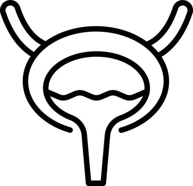 İdrar torbası ya da idrar yolu sisteminin idrar işleme sürecinde tam bir durumda gösterilen basit bir anatomik simgesi..