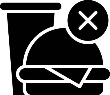 Siyah ikon, fast food ve içecekleri yasaklama ya da yasaklama ya da sağlıksız gıdalardan kaçınma üzerine bir mesaj iletir..