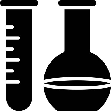 Deneylerde sıklıkla kullanılan iki laboratuvar cam kap ikonu bir laboratuarı, bilimsel araştırmayı veya analizi sembolize eder..