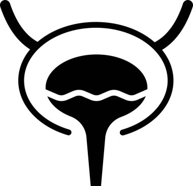 İdrar torbası ya da idrar yolu sisteminin idrar işleme sürecinde tam bir durumda gösterilen basit bir anatomik simgesi..