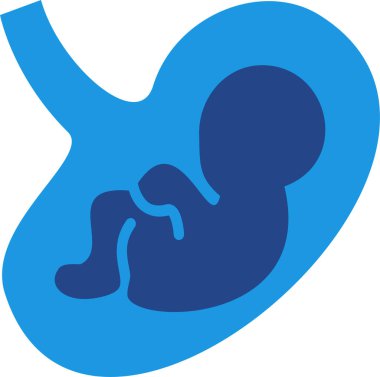 Rahimdeki fetüsün simgesi, fetüs sağlığı, hamilelik, rahimde bebek gelişimi ya da doğum öncesi bakımın basitleştirilmiş ve simgeleşmiş hali.