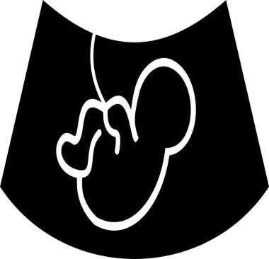 Rahimdeki bir fetüsün sembolü. Rahimdeki bir bebeğin gelişimini sembolize eden ultrason sonucuna benzer bir şekilde resmedilmiş..