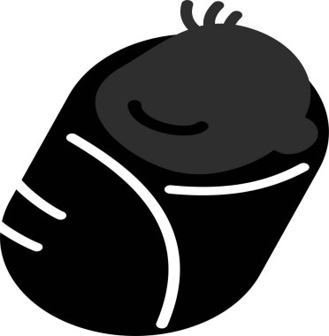 Bir bebeğin siyah simgesi kundaklanmış ve battaniyeye sarılmış bakım, konfor ve annelik ve çocuk sağlığı ve bebekle ilgili endüstri bağlamında son derece ilgili bir ikondur..