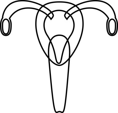 Kadın üreme sisteminin iç anatomisinin çizgi ikonu, özellikle hamilelik için en önemli olan rahim ve fallop tüpleri..