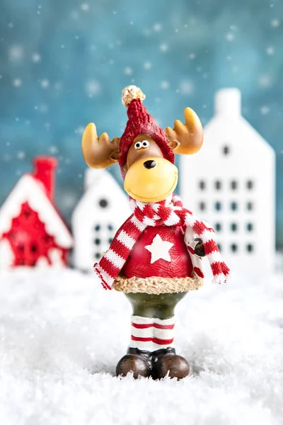 Elegant Classic Christmas Card Holidays Christmas Decorative Toy Houses Background — Stock Photo, Image