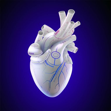 3D image of human heart, a future machine that can replace human heart. Used in medicine, education, science, commerce, advertising and industry. clipart