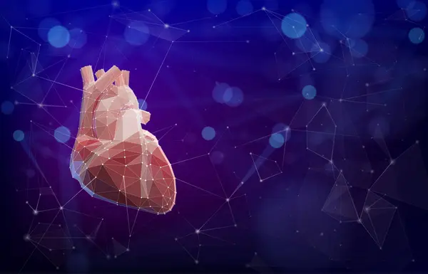 Üç boyutlu bir üçgen yapısının insan kalbi şeklindeki noktalarla karanlık bir arkaplana yerleştirilmiş hali. Tıp, bilim, eğitim, reklam, ticaret ve sanayide kullanılır..