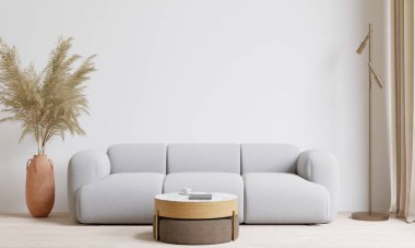big white living room.interior design,grey sofa wall for mock up and copy space.	