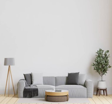 3D rendering minimal style living room with wooden floor ,white wall,big couch,big window,carpet,wooden cabinet	