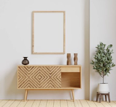 3D, ahşap zemin, beyaz duvar, büyük kanepe, büyük pencere, halı, ahşap dolap duvarlı, minimum şekilli oturma odası.