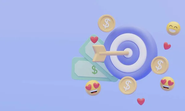 Money Financial Concept Happy Face Emoji Successfull Target Illustration — Stock Photo, Image