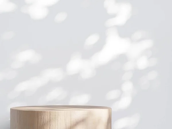 Kerek Pódium Gyönyörű Napfény Árnyék Bézs Falon Luxus Szépség Bio Stock Kép