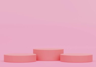 Cosmetic pink podium and background for product presentation, for magazine. pink bg - 3d rendering -	