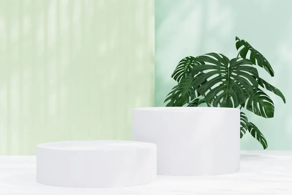 Cosmetic Pastel Podium Background Product Presentation Magazine White Rendering Stockfoto