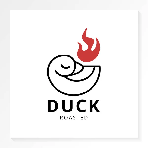 Утка Жареный Логотип Ресторана Пламенем Огня Изолированы Белом Фоне Стоковый вектор