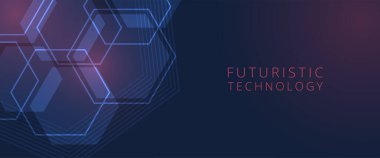 Dinamik modern teknoloji arka plan vektör şablonu. Bu çizim fütüristik elementleri, devre kalıplarını ve dinamik şekilleri pürüzsüz bir şekilde entegre eder.