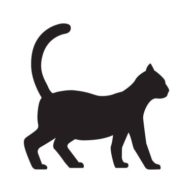Yürüyen Kedi vektör simgesi. Kedi silueti sembolü. Mobil konsept ve web tasarımı için doğrusal stil işareti. Ev hayvanları sembolü logo illüstrasyonu