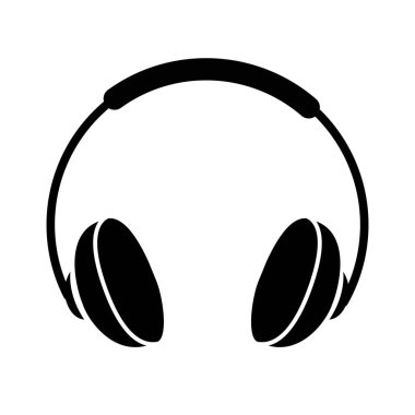 Vektör kulaklık simgesi. Modern degrade arka plan üzerinde izole siyah sembol siluet