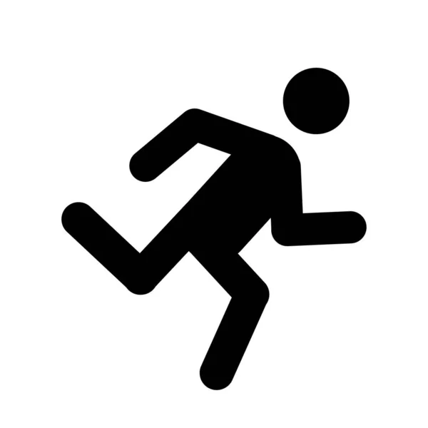 Running Man Ikon Fekete Elszigetelt Fehér Háttér Vektor — Stock Vector