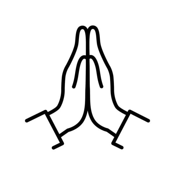 Dua Satırı Simgesinde Katlanmış Eller Beyaz Arkaplanda Izole Edilmiş Dua — Stok Vektör