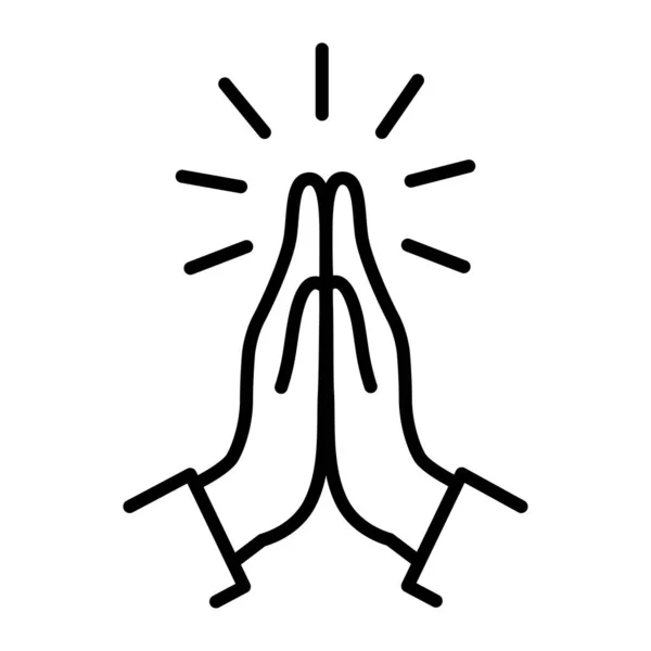 Kon Vektörü Dua Elleri Dua Satırı Simgesinde Katlanmış Hatları Dua — Stok Vektör