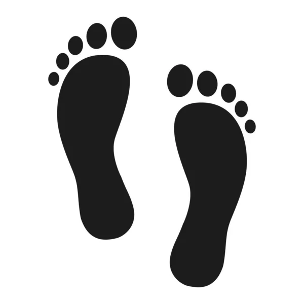 Human Shoe Footprint Icon Vector Footwears Flat Style Black Silhouettes — Stock Vector