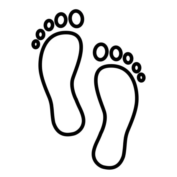 Linie Fußabdruck Symbol Vektor Schuhe Flachen Stil Schwarze Silhouetten Illustration — Stockvektor