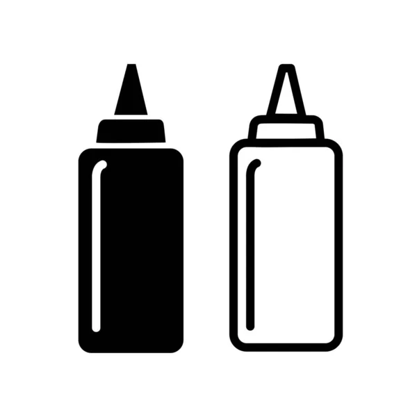 Línea Ketchup Mostaza Botella Exprimir Icono Icono Ilustración Aislado — Archivo Imágenes Vectoriales