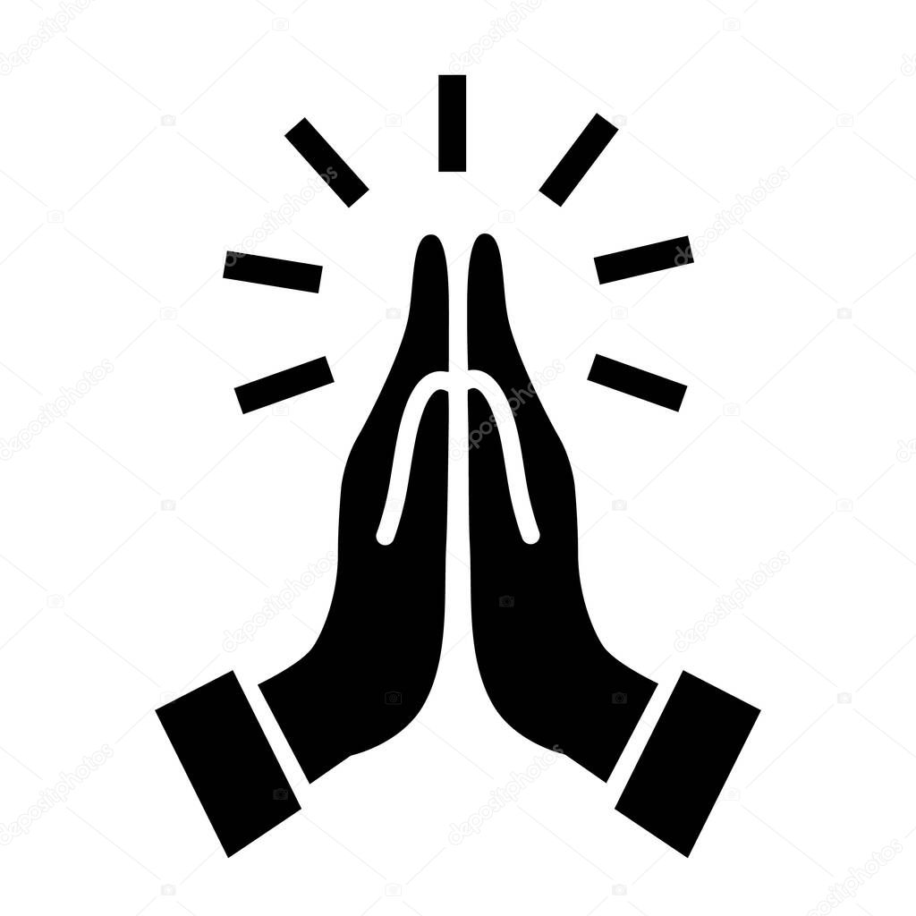 Pray icon vector hands folded in prayer icon hands folded in prayer vector icon isolated