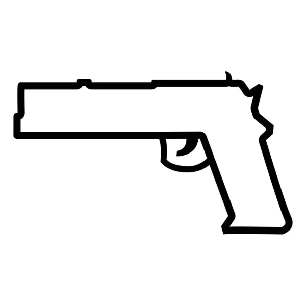 Pistol Gun Icon Line Vector Illustration White Background — Stock Vector