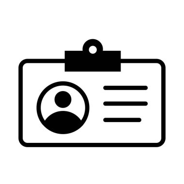 Kimlik kartı simgesi, kimlik ve kart sahibi, ofis rozet vektör simgesi