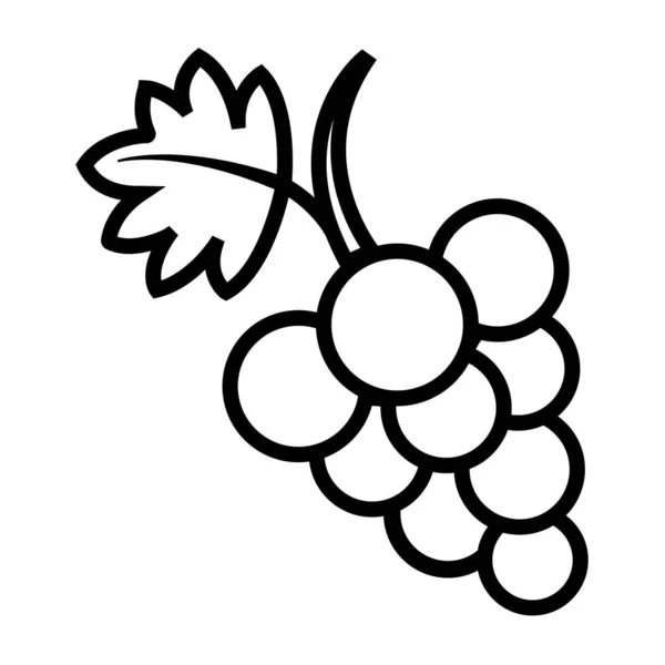 Lijn Druiven Met Blad Vlakke Vector Icoon Voor Food Apps — Stockvector